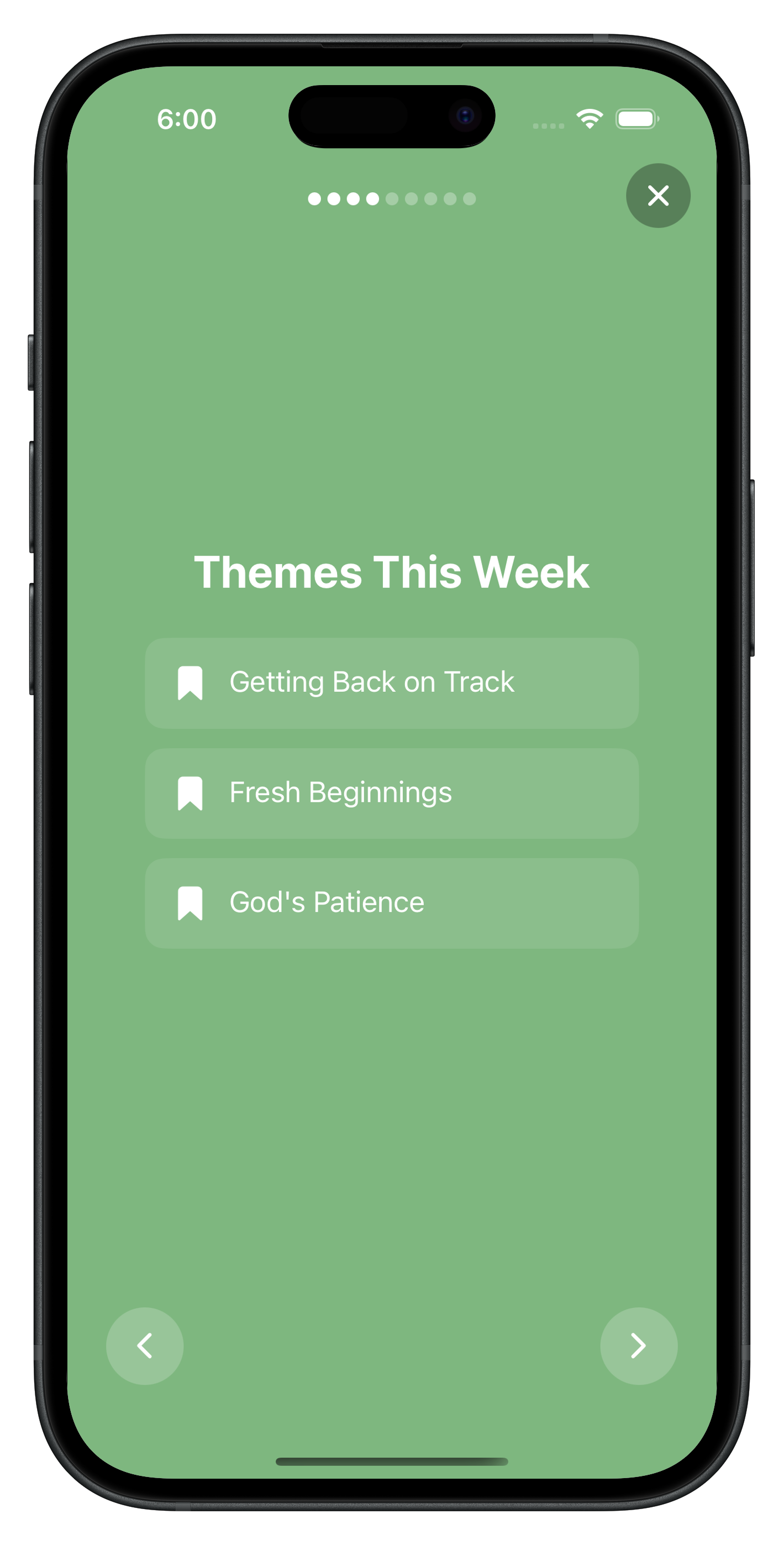 A screenshot showing the insights and patterns feature in Wellspring.